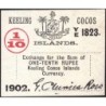 Australie - Keeling Cocos Islands - Pick S 123 - 1/10 roupie - 1902 - Etat : NEUF