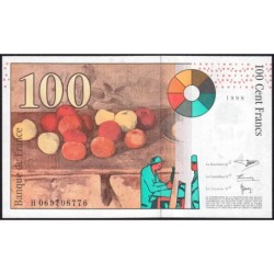 F 74-02 - 1998 - 100 francs - Cézanne - Série H - Etat : NEUF