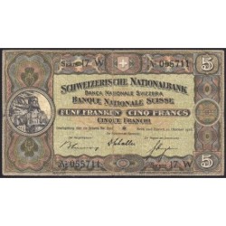Suisse - Pick 11h_2 - 5 francs - Série 17 W - 22/10/1936 - Etat : TB+