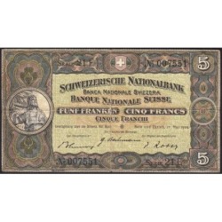 Suisse - Pick 11i_2 - 5 francs - Série 21 E - 17/05/1939 - Etat : TB+