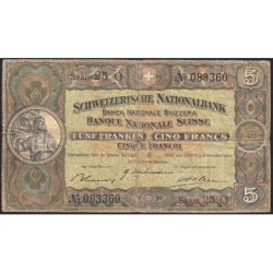Suisse - Pick 11j_2 - 5 francs - Série 25 O - 04/12/1942 - Etat : B+
