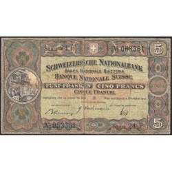 Suisse - Pick 11j_3 - 5 francs - Série 24 F - 04/12/1942 - Etat : TB-