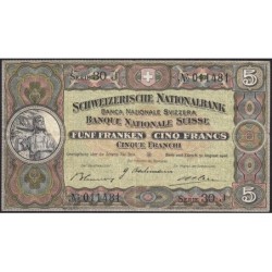 Suisse - Pick 11l_2 - 5 francs - Série 30 J - 31/08/1946 - Etat : TTB
