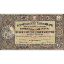 Suisse - Pick 11l_2 - 5 francs - Série 31 H - 31/08/1946 - Etat : TB-