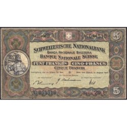 Suisse - Pick 11l_3 - 5 francs - Série 29 U - 31/08/1946 - Etat : TB