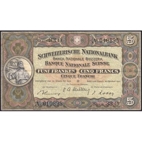 Suisse - Pick 11m_2 - 5 francs - Série 33 O - 16/10/1947 - Etat : TTB