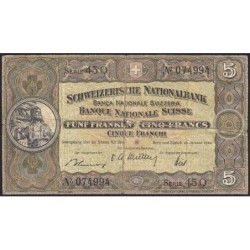 Suisse - Pick 11n_1 - 5 francs - Série 45 Q - 20/01/1949 - Etat : B+ à TB-