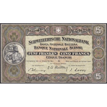 Suisse - Pick 11n_2 - 5 francs - Série 41 X - 20/01/1949 - Etat : TTB