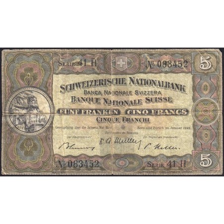 Suisse - Pick 11n_3 - 5 francs - Série 41 H - 20/01/1949 - Etat : B+