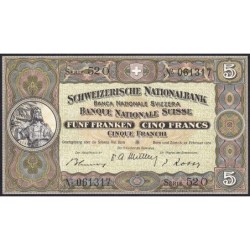 Suisse - Pick 11o_2 - 5 francs - Série 52 O - 22/02/1951 - Etat : NEUF