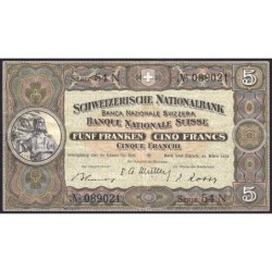 Suisse - Pick 11p_2 - 5 francs - Série 54 N - 28/03/1952 - Etat : TB+ à TTB