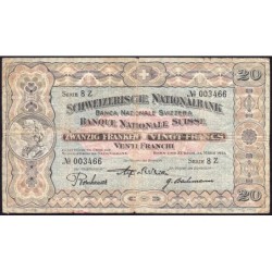 Suisse - Pick 33d_1 - 20 francs - Série 8 Z - 24/03/1927 - Etat : TB