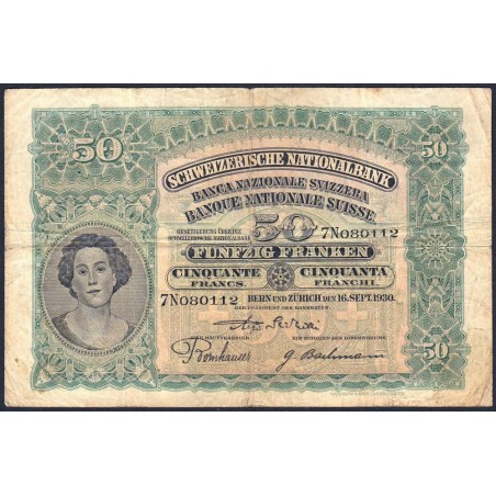Suisse - Pick 34e_1 - 50 francs - Série 7 N - 16/09/1930 - Etat : TB-