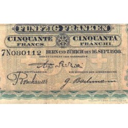 Suisse - Pick 34e_1 - 50 francs - Série 7 N - 16/09/1930 - Etat : TB-