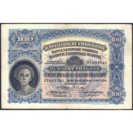 Suisse - Pick 35e_2 - 100 francs - Série 5 Y - 04/10/1928 - Etat : TB