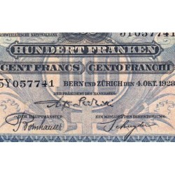 Suisse - Pick 35e_2 - 100 francs - Série 5 Y - 04/10/1928 - Etat : TB