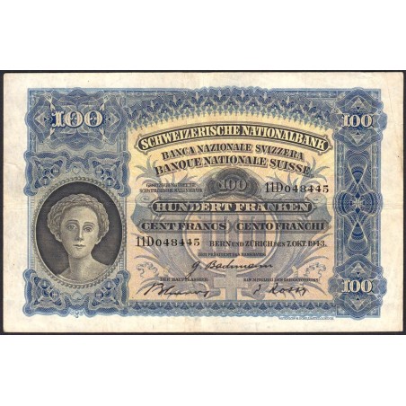 Suisse - Pick 35p_1 - 100 francs - Série 11 D - 07/10/1943 - Etat : TB+ à TTB