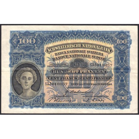 Suisse - Pick 35r_1 - 100 francs - Série 13 J - 23/03/1944 - Etat : TTB