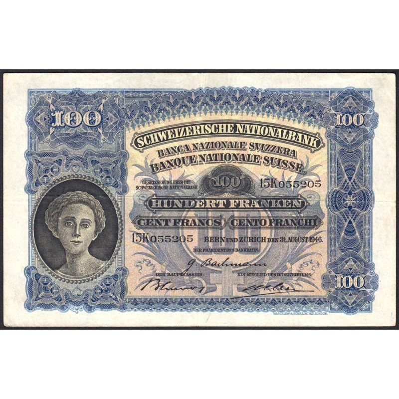Suisse - Pick 35t_2 - 100 francs - Série 15 K - 31/08/1946 - Etat : TTB