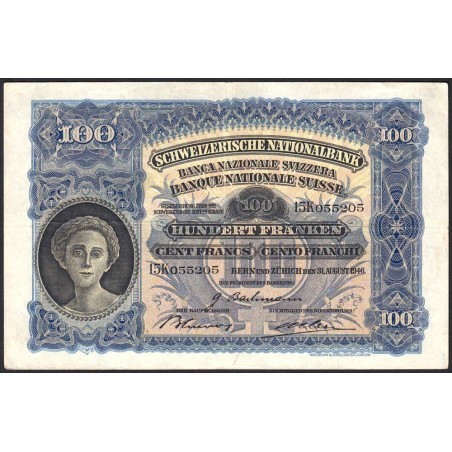 Suisse - Pick 35t_2 - 100 francs - Série 15 K - 31/08/1946 - Etat : TTB