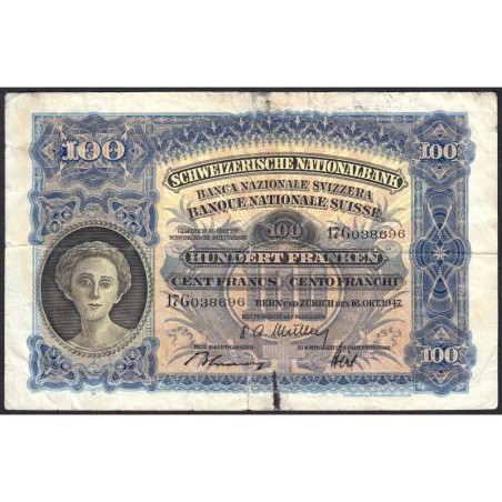 Suisse - Pick 35u_1 - 100 francs - Série 17 G - 16/10/1947 - Etat : TB-
