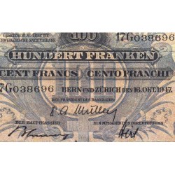 Suisse - Pick 35u_1 - 100 francs - Série 17 G - 16/10/1947 - Etat : TB-