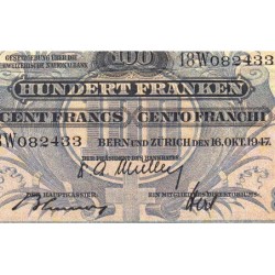 Suisse - Pick 35u_1 - 100 francs - Série 18 W - 16/10/1947 - Etat : TTB