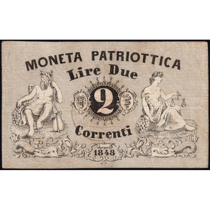 République de Venise - Pick S 186 - 2 lire - 1848 - Etat : TTB