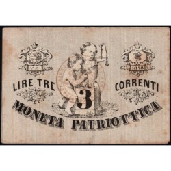 République de Venise - Pick S 187 - 3 lire - 1848 - Etat : TTB
