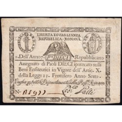 République Romaine - Pick S 540a - 10 paoli - 1798 - Etat : SPL