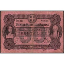 Banca Agricole Sarda - Pick S 921c - 30 lire - Série B/J - 01/01/1877 - Etat : TB