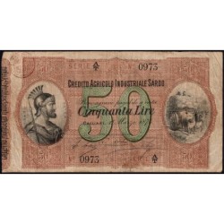 Credito Agricolo Industriale Sardo - Pick S 927 - 50 lire - Série A/T - 01/03/1874 - Etat : TB
