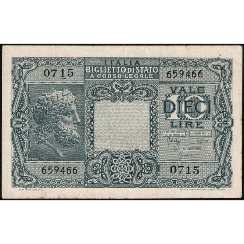 Italie - Pick 32c - 10 lire - Série 0715 - 1950 - Etat : SUP