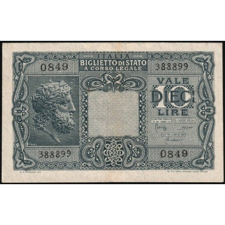 Italie - Pick 32c - 10 lire - Série 0849 - 1950 - Etat : TTB+ à SUP