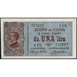 Italie - Pick 36a - 1 lira - Série 118 - 1914 - Etat : SPL