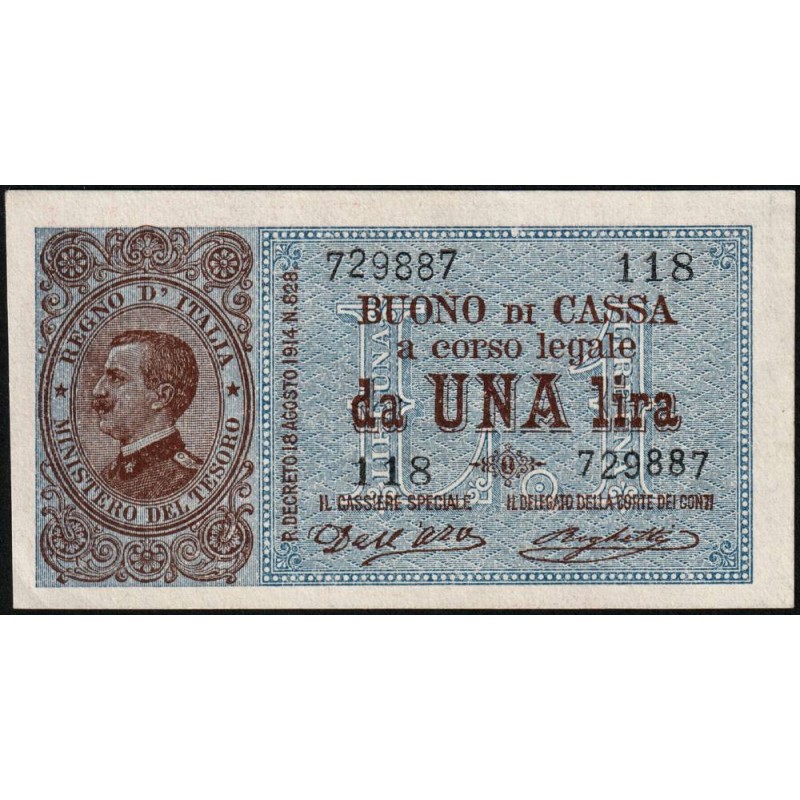 Italie - Pick 36a - 1 lira - Série 118 - 1914 - Etat : SPL