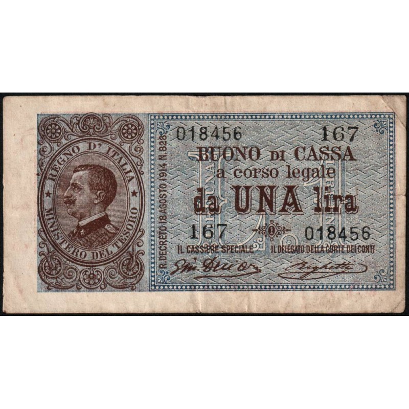 Italie - Pick 36b - 1 lira - Série 167 - 1917 - Etat : TTB