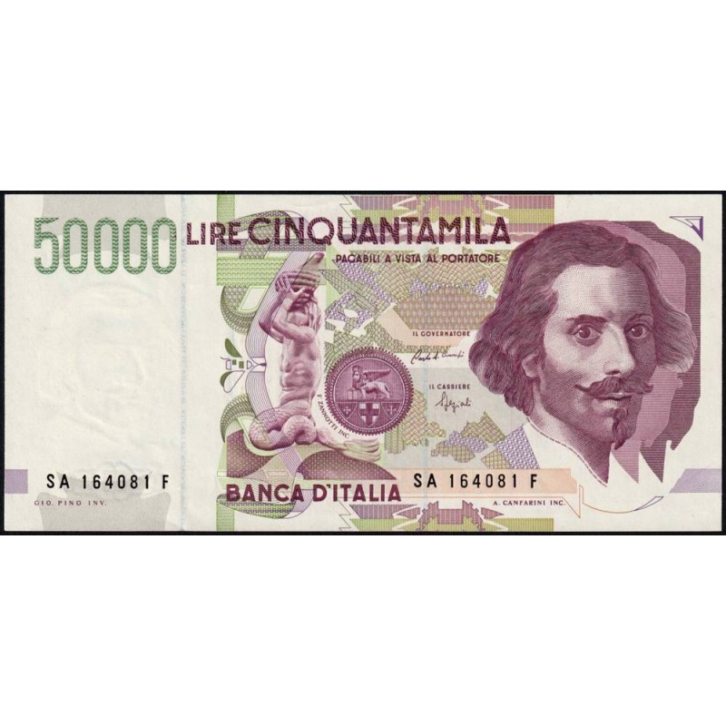 Italie - Pick 116a - 50'000 lire - Lettre A - Série SA F - 27/05/1992- Etat : SPL