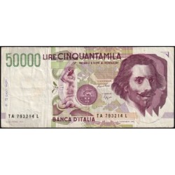 Italie - Pick 116a - 50'000 lire - Lettre A - Série TA L - 27/05/1992- Etat : TB