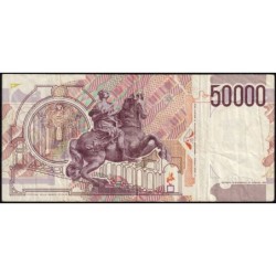 Italie - Pick 116a - 50'000 lire - Lettre A - Série KA W - 27/05/1992- Etat : TB-