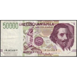 Italie - Pick 116b_1 - 50'000 lire - Lettre B - Série LB P - 27/05/1992 (09/12/1992) - Etat : TTB