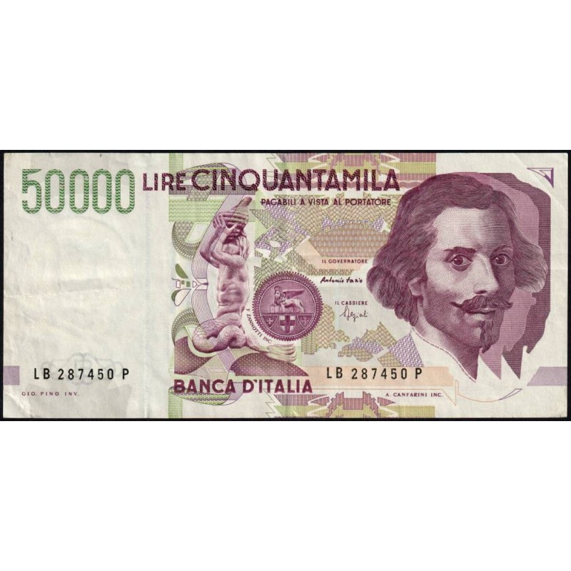 Italie - Pick 116b_1 - 50'000 lire - Lettre B - Série LB P - 27/05/1992 (09/12/1992) - Etat : TTB