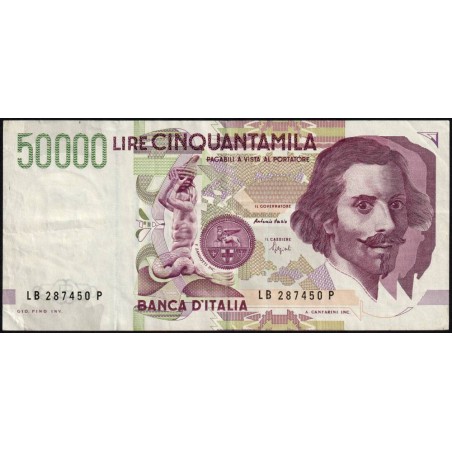 Italie - Pick 116b_1 - 50'000 lire - Lettre B - Série LB P - 27/05/1992 (09/12/1992) - Etat : TTB