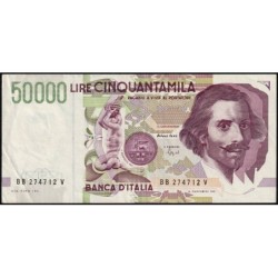 Italie - Pick 116b_1 - 50'000 lire - Lettre B - Série BB V - 27/05/1992 (09/12/1992) - Etat : TTB+