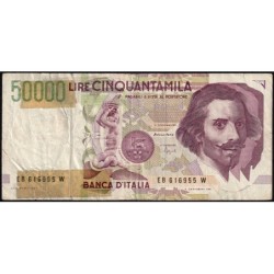 Italie - Pick 116b_1 - 50'000 lire - Lettre B - Série EB W - 27/05/1992 (09/12/1992) - Etat : B