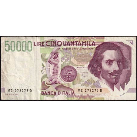 Italie - Pick 116b_2 - 50'000 lire - Lettre C - Série MC D - 27/05/1992 (1995) - Etat : TB+
