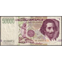 Italie - Pick 116c_1 - 50'000 lire - Lettre D - Série RFD H - 27/05/1992 (1997) - Etat : TB