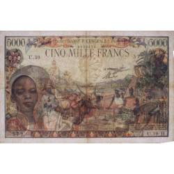 Centrafrique - Afrique Equatoriale - Pick 6b - 5'000 francs - Série U.39 - 1963 - Etat : TB