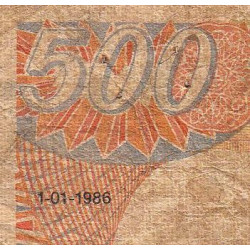 Centrafrique - Pick 14b - 500 francs - Série N.02 - 01/01/1986 - Etat : B