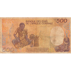 Centrafrique - Pick 14c - 500 francs - Série R.02 - 01/01/1987 - Etat : TB-